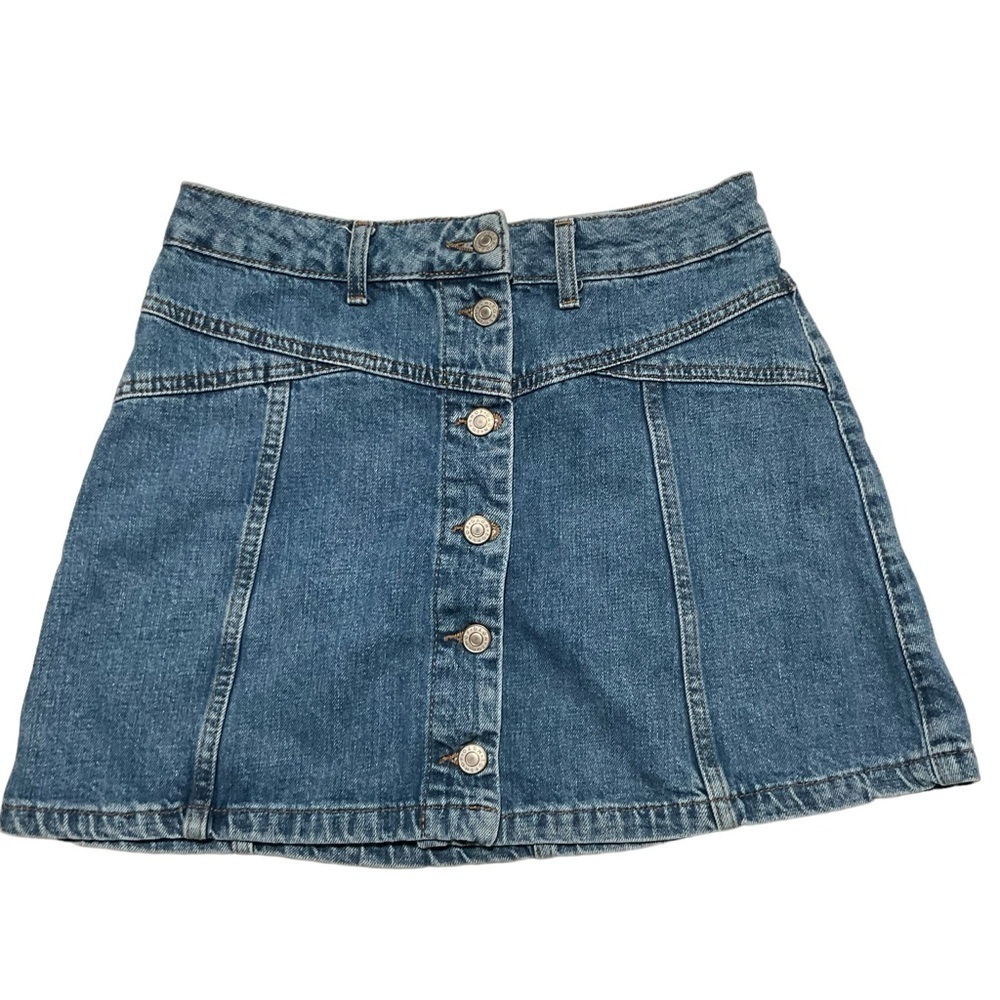 TOPSHOP‎ MOTO Button front Denim Mini Skirt - Size 6P